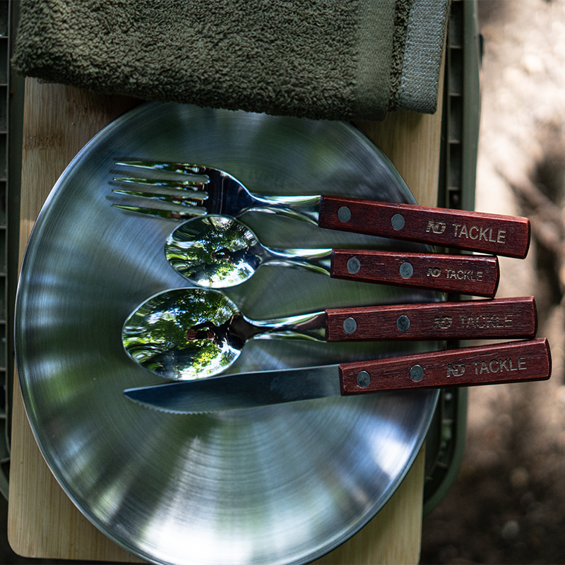 Stainless steel and Wood handles